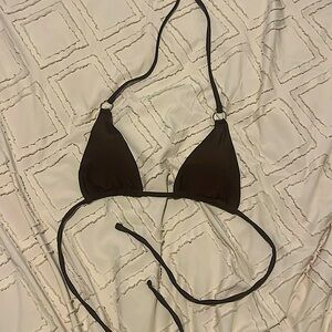 SHEIN Ring Linked Halter Triangle Bikini Top